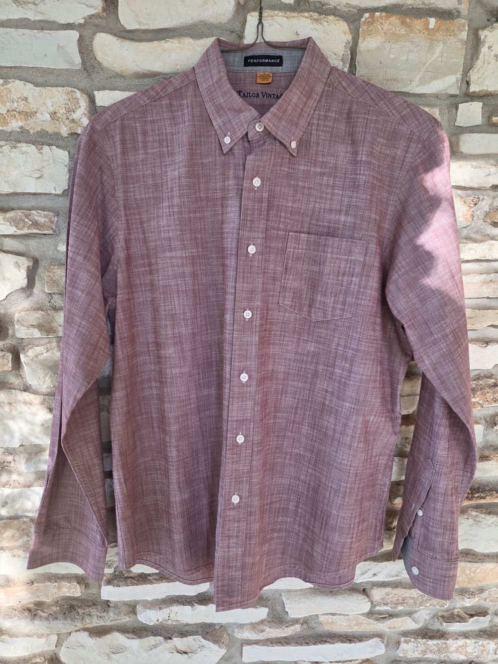 Tailor Vintage Men's Button-Down Shirt in Dusty Rose Heather